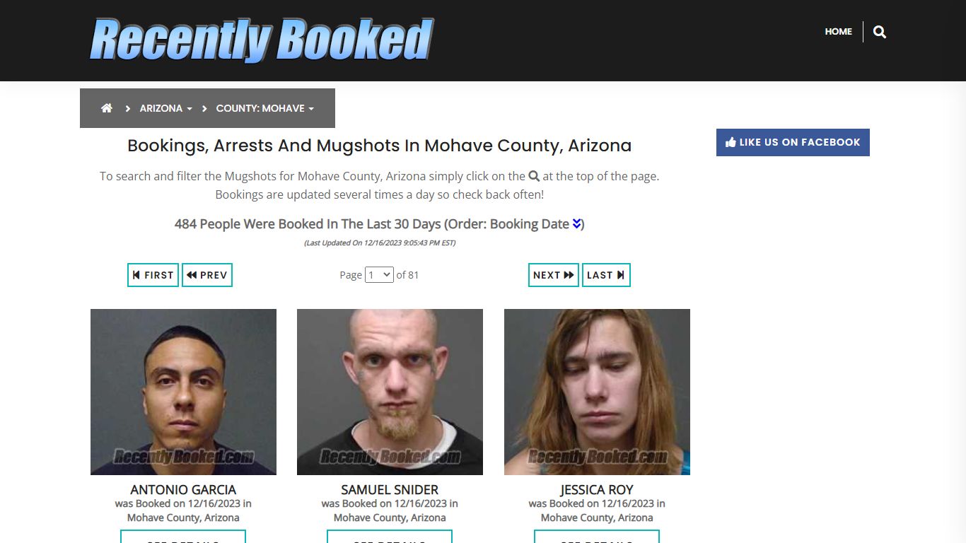 Recent bookings, Arrests, Mugshots in Mohave County, Arizona
